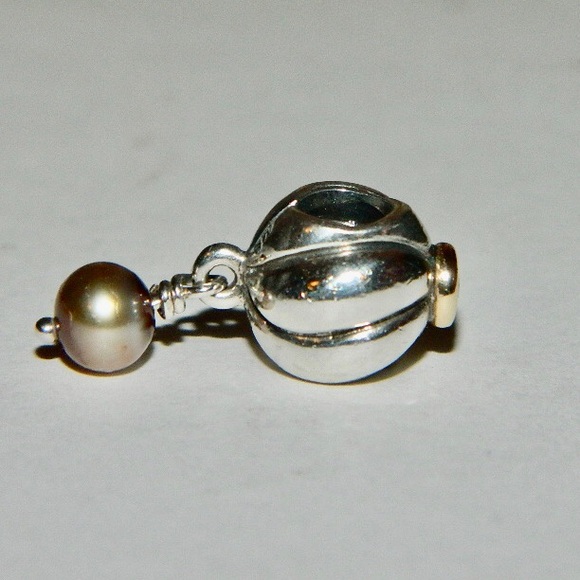 Pandora 14k Blooming Bud Pearl Charm Dangle - Picture 1 of 8